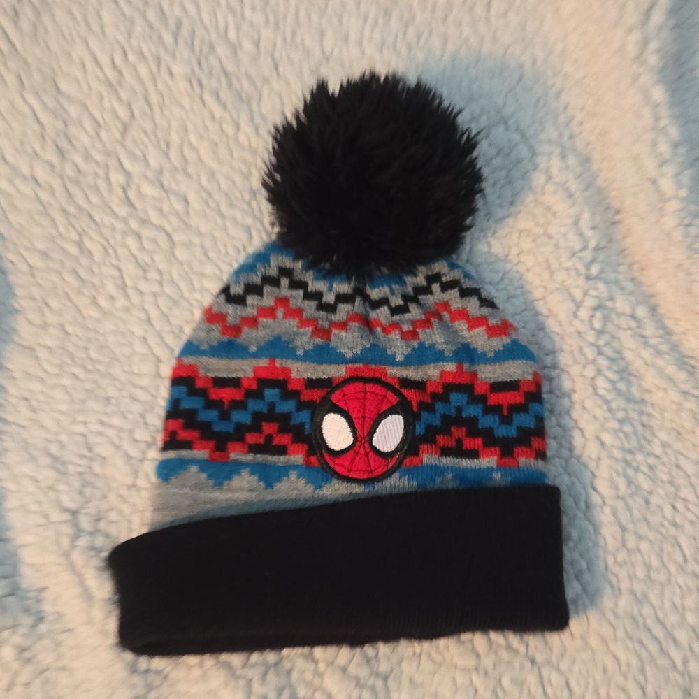 Marvel SPIDEY Black Beanie with‎ Pom Pom